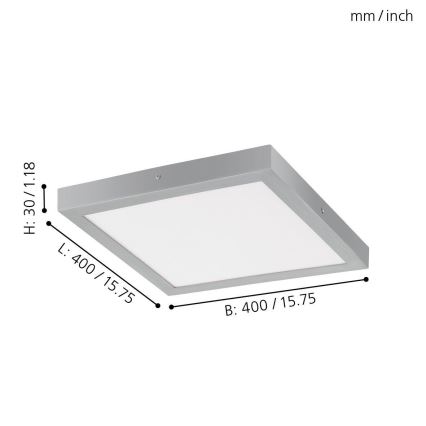 Eglo - LED stropné svietidlo 1xLED/25W/230V strieborné štvorcové 40x40 cm