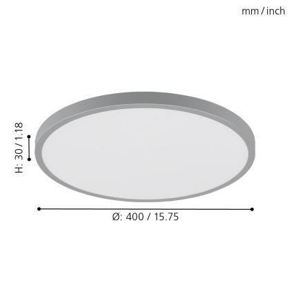 Eglo - LED Stropné svietidlo 1xLED/25W/230V strieborná okrúhly 4000K