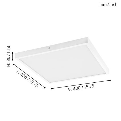 Eglo - LED stropné svietidlo 1xLED/25W/230V biele štvorcové 4000K 40x40 cm