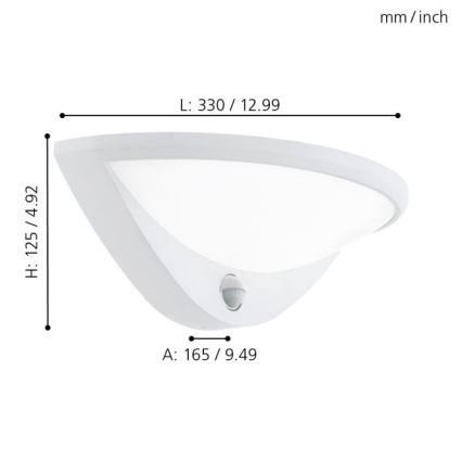 Eglo 97311 - LED vonkajšie svietidlo so senzorom BELCREDA LED/9,3W/230V IP44