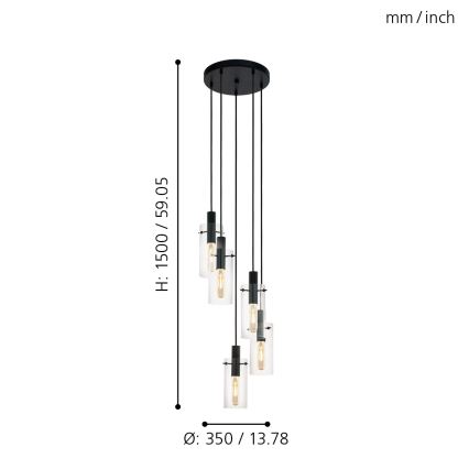 Eglo 97368 -  Luster na lanku MONTEFINO 5xE27/60W/230V