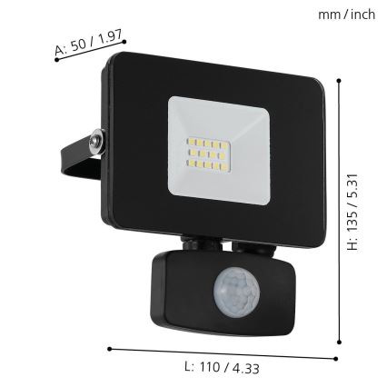 Eglo - LED Reflektor so senzorom LED/10W/230V