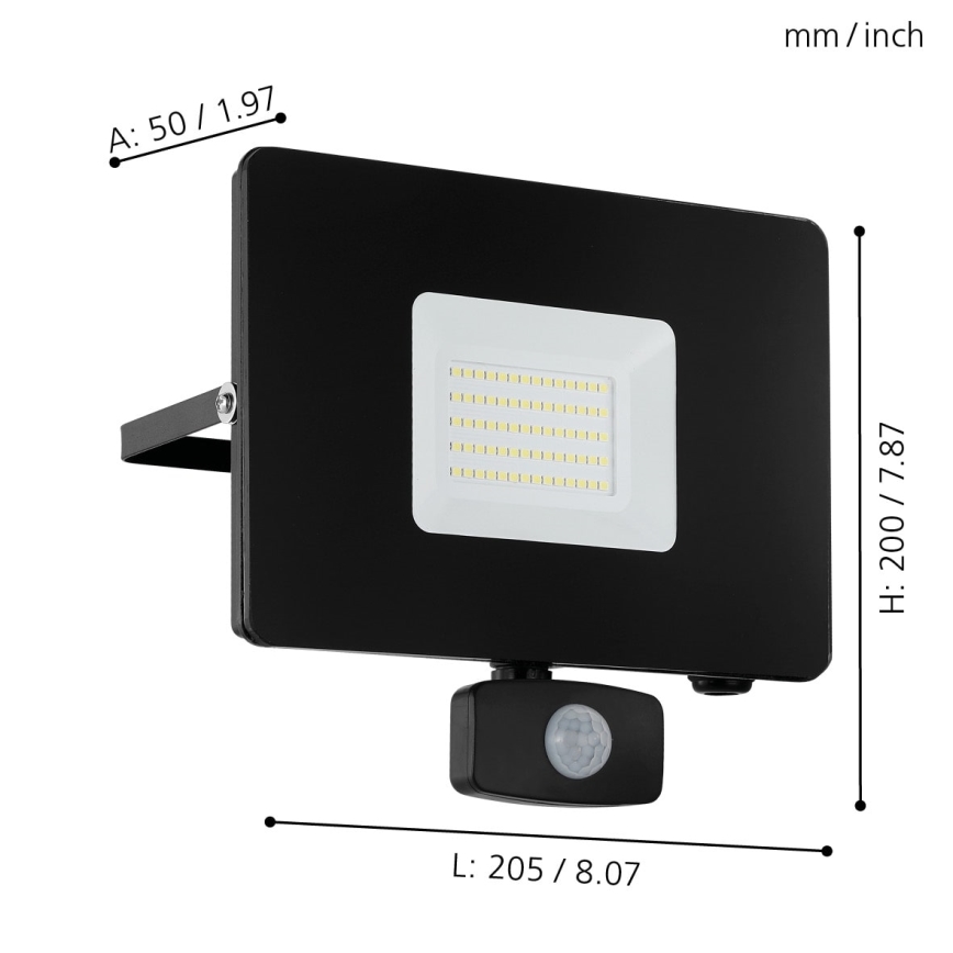 Eglo - LED Reflektor so senzorom LED/50W/230V IP44