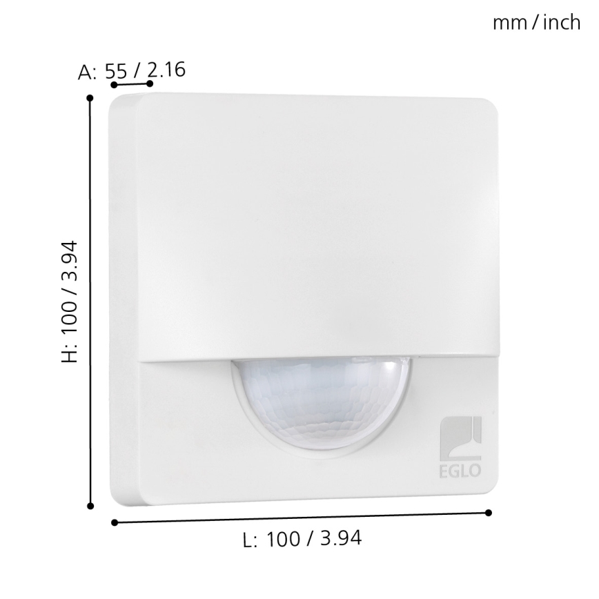 Eglo - vonkajší senzor pohybu a súmraku 1 m, biely, IP44