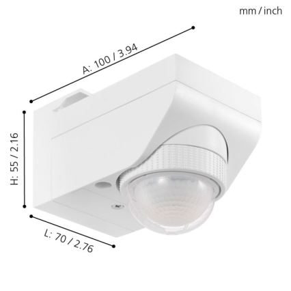 Eglo 97466 - Vonkajší senzor pohybu a súmraku DETECT ME 4 12 m biely IP44