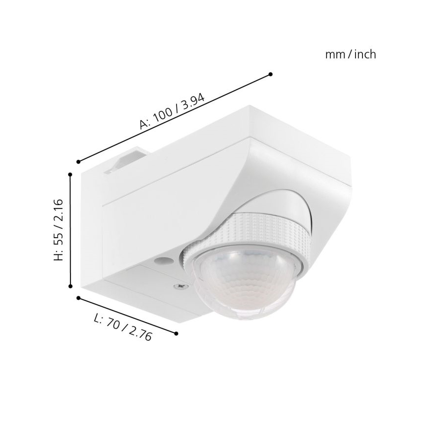 Eglo 97466 - Vonkajší senzor pohybu a súmraku DETECT ME 4 12 m biely IP44