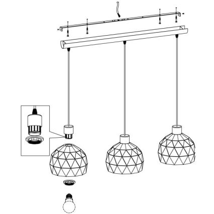 Eglo 97846 - Luster na lanku ROCCAFORTE 3xE14/40W/230V