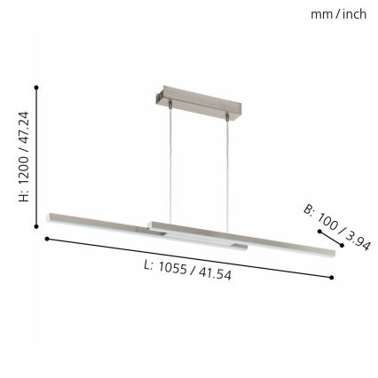 Eglo - LED RGB Stmievateľný luster na lanku FRAIOLI-C 2xLED/17W/230V