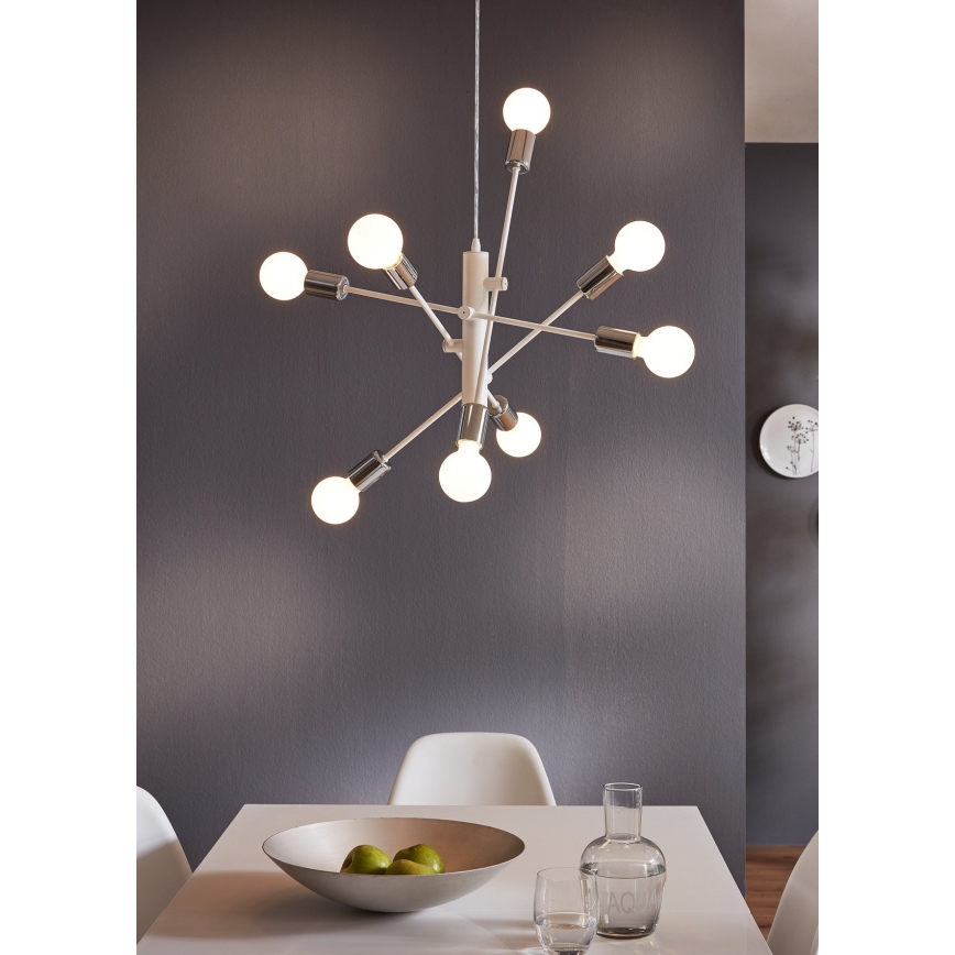 Eglo - Luster na lanku 8xE27/60W/230V biela