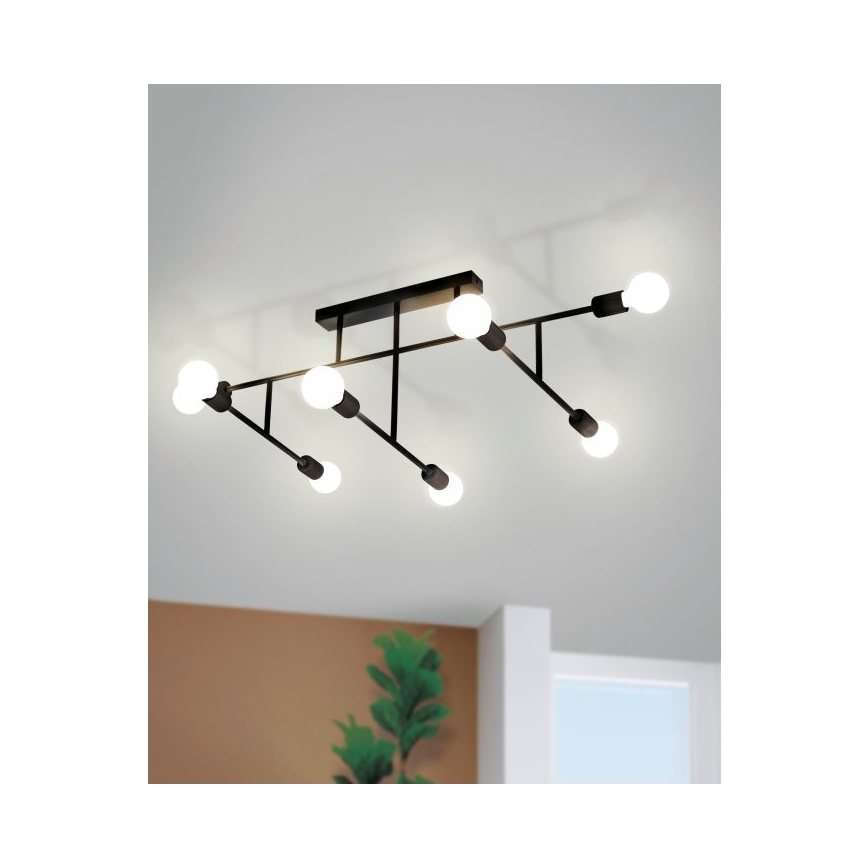 Eglo - Prisadený luster 8xE27/40W/230V čierna