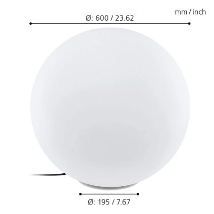 Eglo - LED RGBW Vonkajšia lampa MONTEROLO-C 1xLED/9W/230V IP65 ø600