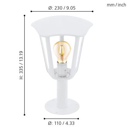 Eglo 98117 - Vonkajšia lampa MONREALE 1xE27/60W/230V IP44 výška 335 biela