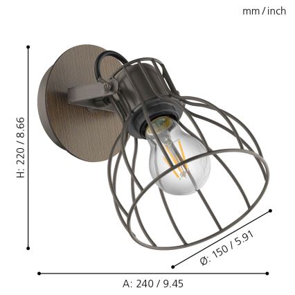 Eglo 98134 - Nástenné bodové svietidlo SAMBATELLO 1xE27/40W/230V