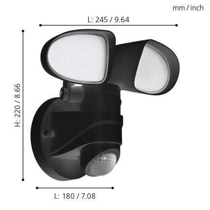 Eglo - LED Vonkajšie svietidlo so senzorom 2xLED/7,5W/230V IP44