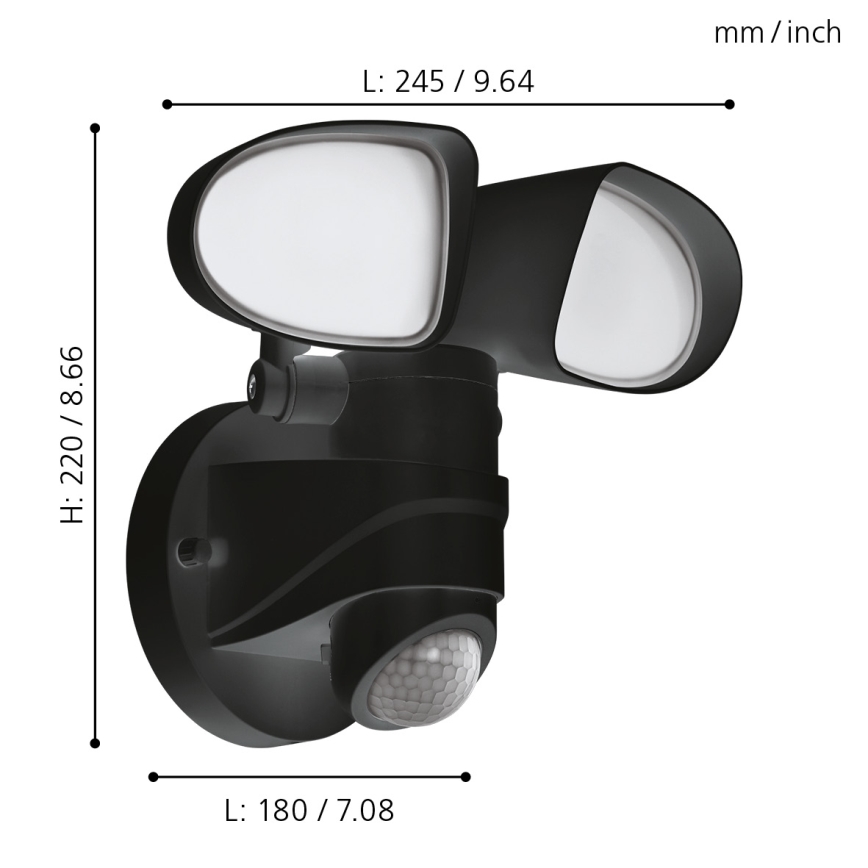 Eglo - LED Vonkajšie svietidlo so senzorom 2xLED/7,5W/230V IP44
