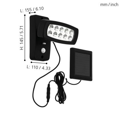 Eglo - LED Solárne nástenné svietidlo so senzorom LED/1,2V 600 mAh IP44