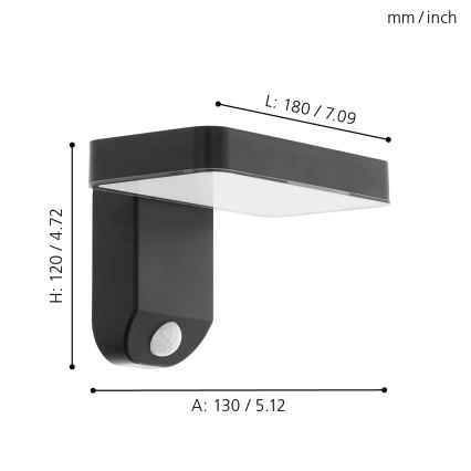 Eglo - LED Solárne nástenné svietidlo so senzorom LED/4,5W/3,7V 2200 mAh IP44