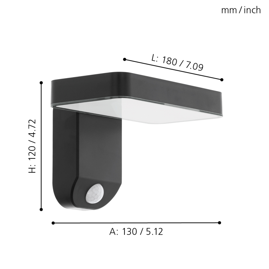 Eglo - LED Solárne nástenné svietidlo so senzorom LED/4,5W/3,7V 2200 mAh IP44