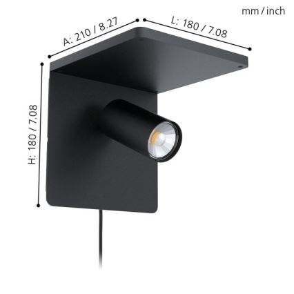 Eglo - LED nástenné svietidlo s bezdrôtovým nabíjaním 1xGU10/5W/230V