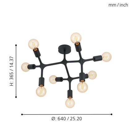 Eglo 98318 - Prisadený luster BOCADELLA 9xE27/60W/230V