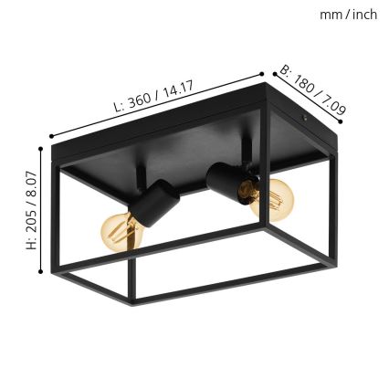 Eglo 98332 - Stropné svietidlo SILENTINA 2xE27/40W/230V