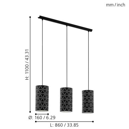 Eglo 98353 - Luster na lanku RAMON 3xE27/40W/230V