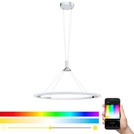 Eglo - LED RGB Stmievateľný luster na lanku HORNITOS-C LED/37W/230V + diaľkové ovládanie