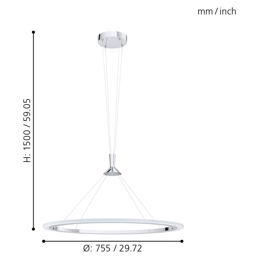 Eglo - LED RGB Stmievateľný luster na lanku HORNITOS-C LED/37W/230V + diaľkové ovládanie