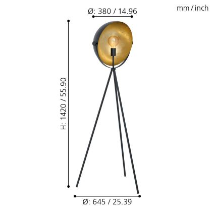 Eglo 98458 - Stojacia lampa DARNIUS 1xE27/40W/230V