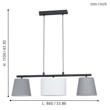 Eglo - LED luster na lanku 3xE14/25W/230V