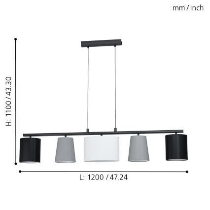 Eglo 98588 - Luster na lanku ALMEIDA 5xE14/25W/230V