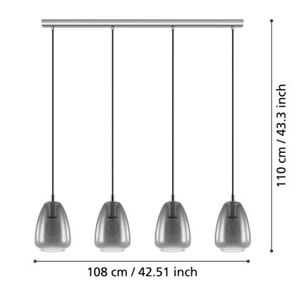 Eglo 98616 - Luster na lanku ALOBRASE 4xE27/40W/230V