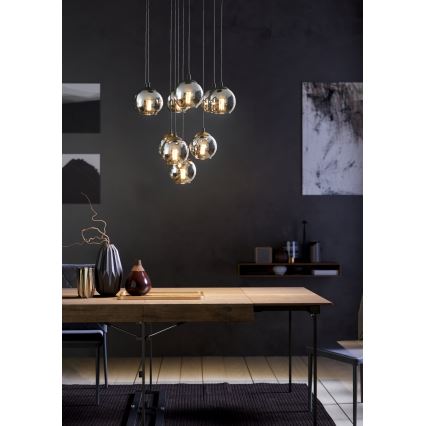 Eglo - Luster na lankách 10xE27/40W/230V čierna/lesklý chróm