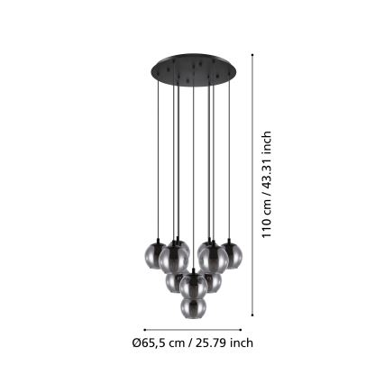Eglo - Luster na lankách 10xE27/40W/230V čierna/lesklý chróm