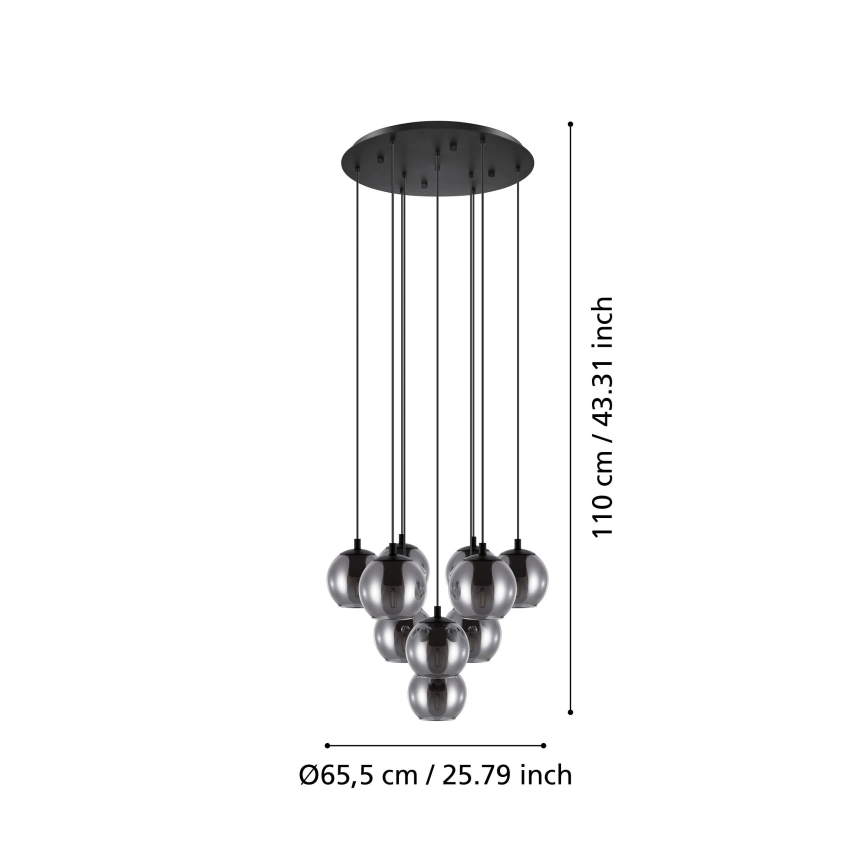 Eglo - Luster na lankách 10xE27/40W/230V čierna/lesklý chróm