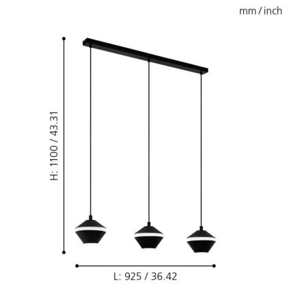 Eglo 98682 - LED Luster na lanku PERPIGO 3xGU10/5W/230V