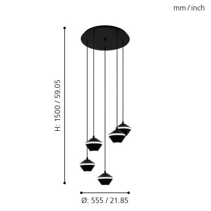 Eglo 98683 - LED Luster na lanku PERPIGO 5xGU10/5W/230V