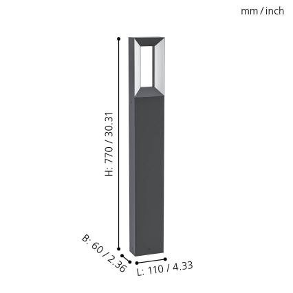 Eglo - LED Vonkajšia lampa 2xLED/5W/230V IP44 77 cm