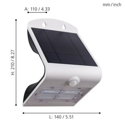 Eglo - Solárne svietidlo so senzorom LED/3,2W/3,7V 2000 mAh IP54