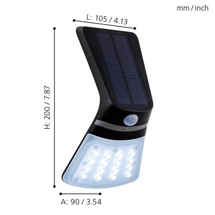 Eglo - Solárne svietidlo so senzorom LED/2W/3,7V 1200 mAh IP44