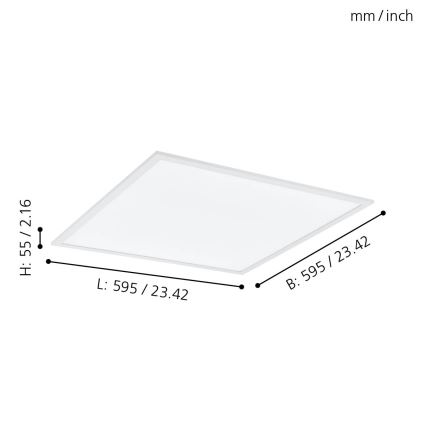 Eglo - LED RGBW Stmievateľné stropné svietidlo LED/32,5W/230V 2700-6500K 60x60 cm + diaľkové ovládanie