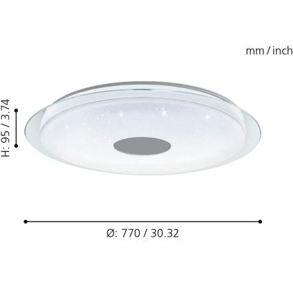 Eglo - LED RGB Stmievateľné stropné svietidlo LANCIANO-C LED/53W/230V + diaľkové ovládanie