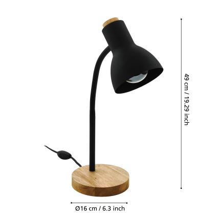 Eglo - Stolná lampa 1xE27/40W/230V čierna