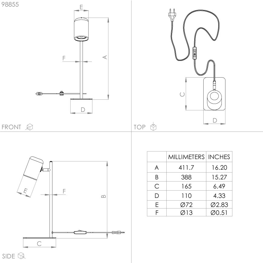 Eglo - LED Stolná lampa 1xGU10/4,5W/230V čierna