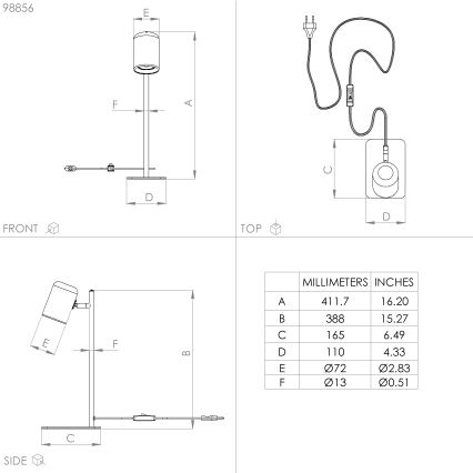 Eglo - LED Stolná lampa 1xGU10/4,5W/230V biela