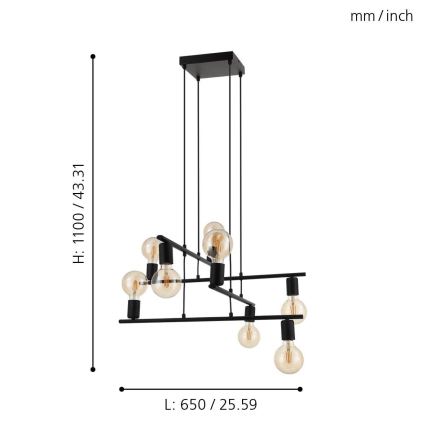 Eglo 98909 - Luster na lanku MEZZANA 8xE27/40W/230V