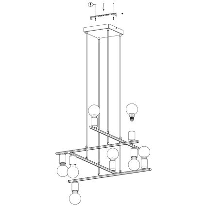 Eglo 98909 - Luster na lanku MEZZANA 8xE27/40W/230V