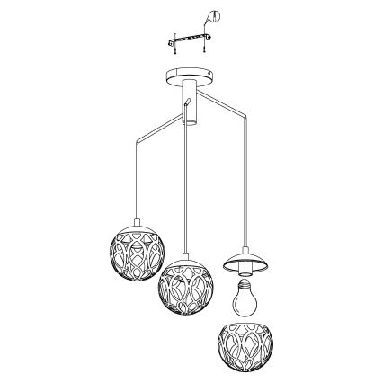 Eglo 99073 - Luster na lanku MIRTAZZA 3xE27/60W/230V