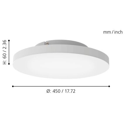 Eglo - LED RGB Stmievateľné stropné svietidlo TURCONA-C LED/20W/230V + DO