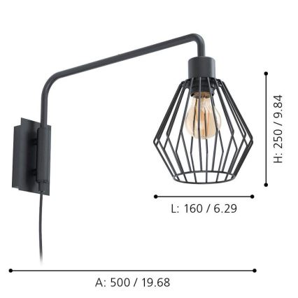 Eglo 99349 - Nástenné svietidlo TABILLANO 1xE27/40W/230V